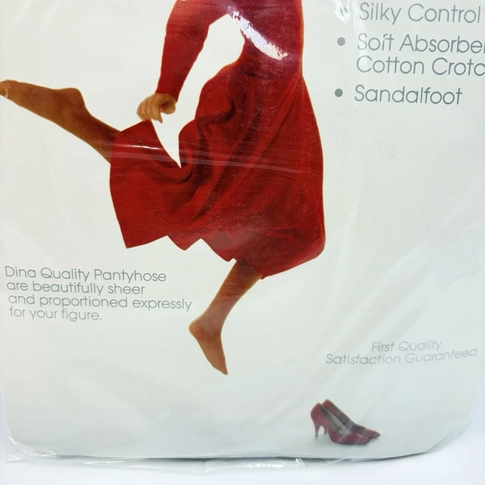 2 - Sheer Support Pantyhose By Dina Beige Queen Size 5'3 & Over 150-240 Lbs USA